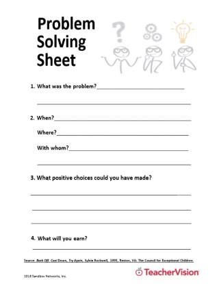 problem solving worksheet with answers